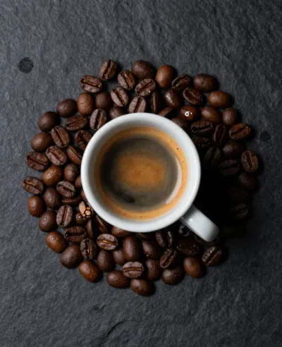 Espresso Cup with Coffee Beans - Food - AI generated image