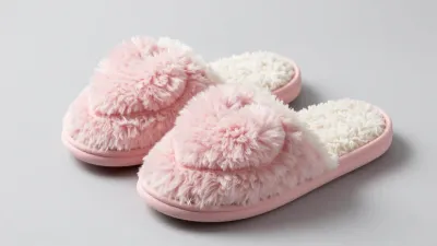 Cozy Heart-Shaped Slippers Plush Fur - Footwear - AI generated image