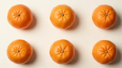 Tangerines Grid Arrangement Symmetrical - Fruits - AI generated image