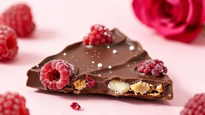 Raspberry Chocolate Bark Close-Up - Food - AI generated image