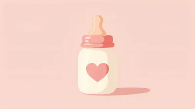 Creamy White Baby Bottle with Peachy Cap - Baby - AI generated image