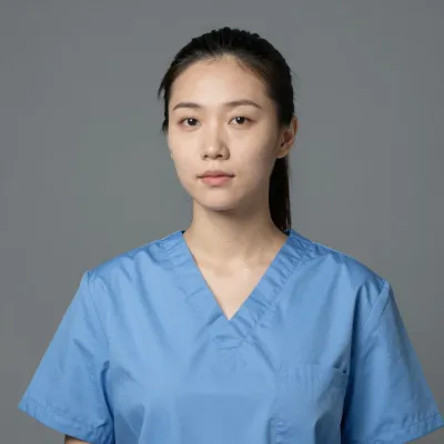 Light Blue Scrub Nurse Portrait - Portrait - AI generated image
