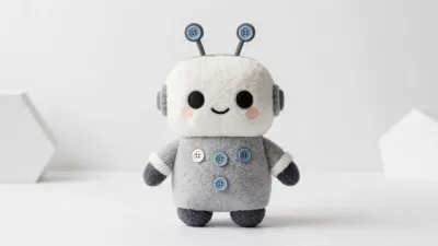 Plush Robot Toy with Button Eyes - Toys - AI generated image