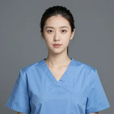 Calm Nurse in Blue Scrubs - Portrait - AI generated image