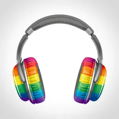 Rainbow Flag Over-Ear Headphones Glossy Finish - Electronics - AI generated image