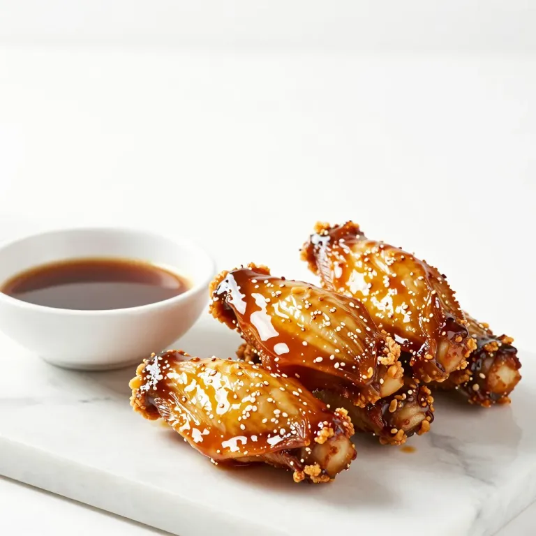 Glazed Chicken Wings with Sesame Seeds on Marble - Gastronomy - AI generated image