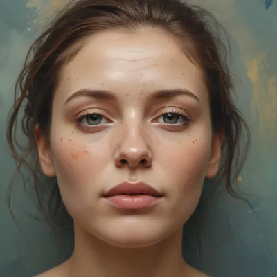 Freckled Face Close-up Soft Skin - Portrait - AI generated image
