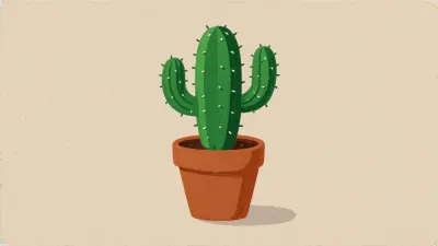 Terracotta Pot with Cactus - Plants - AI generated image