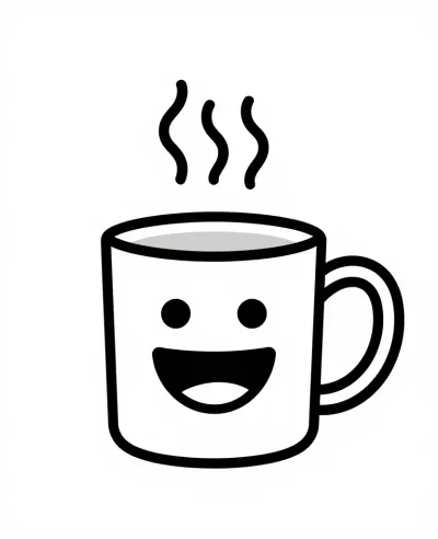 Smiling Coffee Mug with Steam - Food - AI generated image