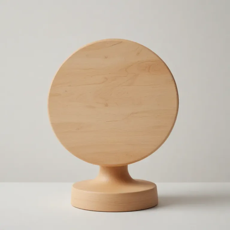 Simple Wooden Pedestal with Polished Surface - Furniture - AI generated image