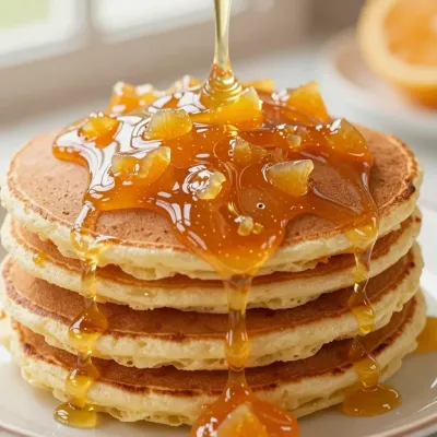 Golden Pancakes with Marmalade Glaze - Food - AI generated image