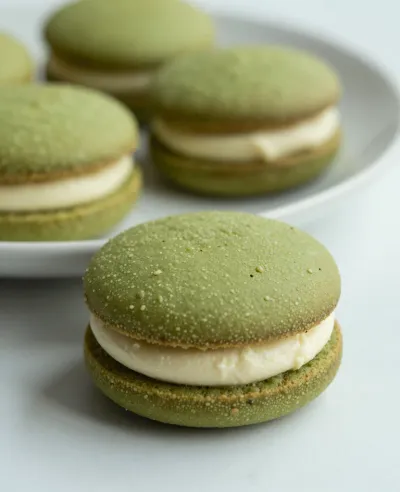 Matcha Cream Sandwich Close-Up - Food - AI generated image