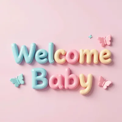 Pastel Welcome Baby Sign with Butterflies - Baby Shower - AI generated image