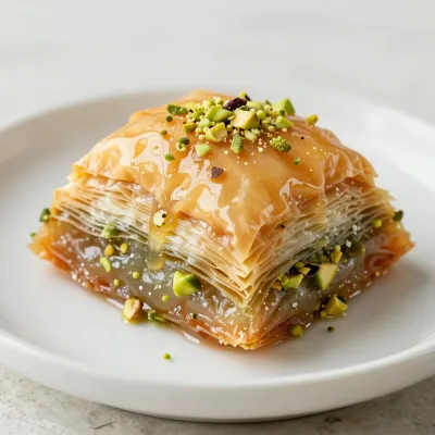 Golden Baklava with Pistachios - Food - AI generated image