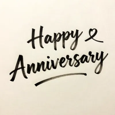 Black Ink Happy Anniversary Heart - Typography - AI generated image
