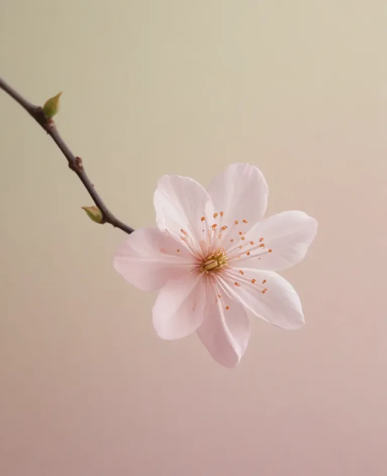 White Cherry Blossom Delicate in Soft Light - Flora - AI generated image