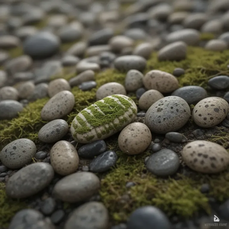 Mossy Pebble Resting on Mossy Ground - Nature - AI generated image