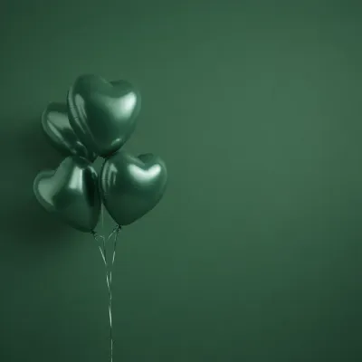 Emerald-Green Heart Balloons Floating Softly - Event - AI generated image