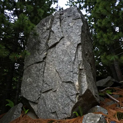 Forest Granite Monolith Textured with Cracks - Rock - AI generated image