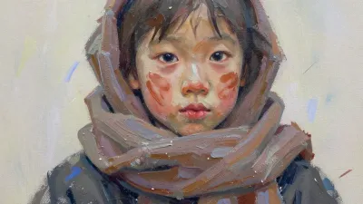 Child's Face with Soft Scarf - Portrait - AI generated image