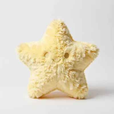 Fuzzy Star Pillow Softly Lit - Furniture - AI generated image