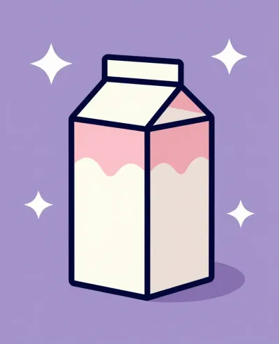 Kawaii Milk Carton with Pink Top - Food - AI generated image
