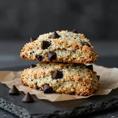 Chocolate Chip Scones Stacked on Parchment Paper - Bakery - AI generated image