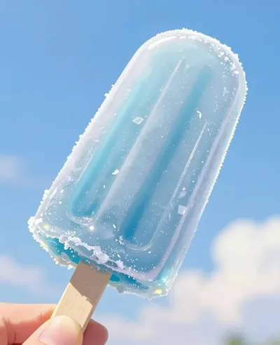 Blue Popsicle with Frosty Exterior - Food - AI generated image
