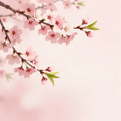 Cherry Blossom Branch in Soft Light - Flora - AI generated image