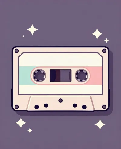 Glossy Cassette Tape with Soft Light - Music - AI generated image