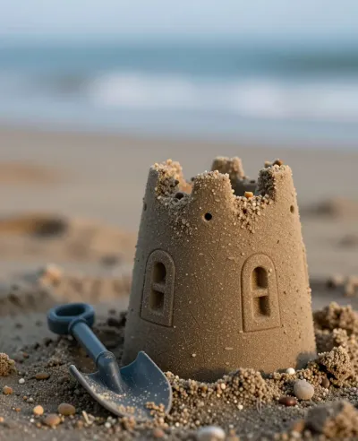 Sandcastle Turret at Sunset - Architecture - AI generated image