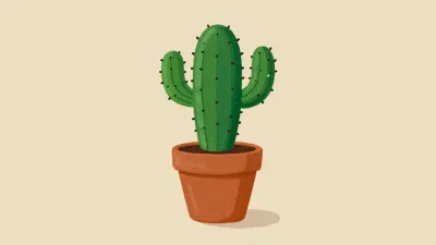 Tall Cactus in Terracotta Pot - Plant - AI generated image