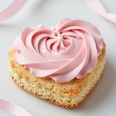 Light Pink Frosted Sponge Cake Close-Up - Food - AI generated image