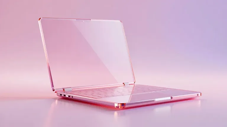 Transparent Glass Laptop with Silver Keyboard - Technology - AI generated image
