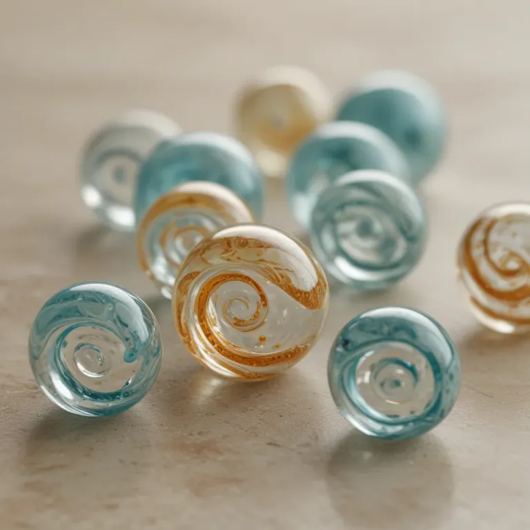 Swirling Glass Marbles Reflective Surface - Glass - AI generated image