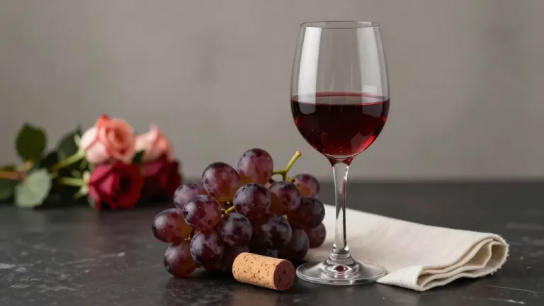Red Wine Glass with Grapes in Soft Light - Food & Drink - AI generated image