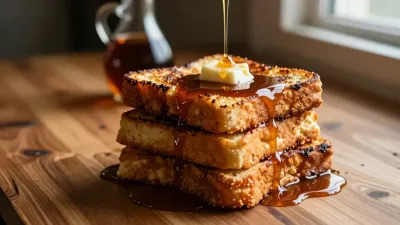 Maple-Glazed French Toast with Butter - Food - AI generated image