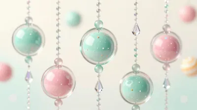 Candy Glass Baubles Hanging Softly - Decor - AI generated image