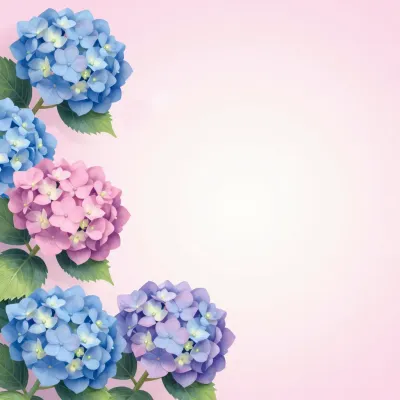 Blue and Pink Hydrangeas Corner Arrangement - Flowers - AI generated image