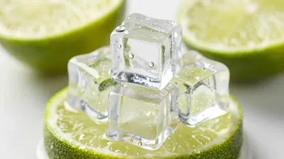 Ice Cubes Stacked on Lime Slices - Food - AI generated image
