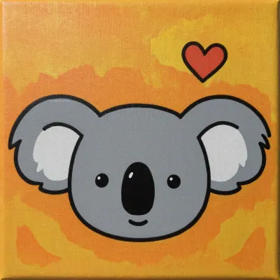 Koala with Heart on Canvas - Wildlife - AI generated image