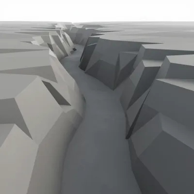 Cracked Riverbed Trench Geometric Facets - Terrain - AI generated image