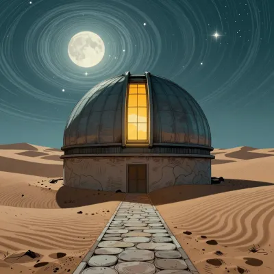 Desert Observatory Dome Under Moonlight - Architecture - AI generated image