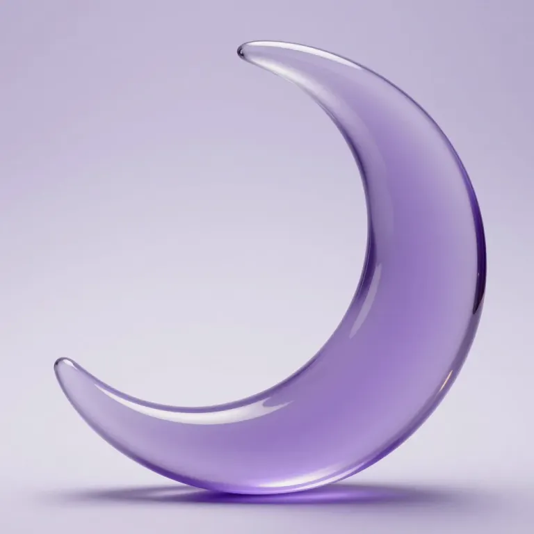 Translucent Lavender Glass Crescent Moon Sculpture - Sculpture - AI generated image