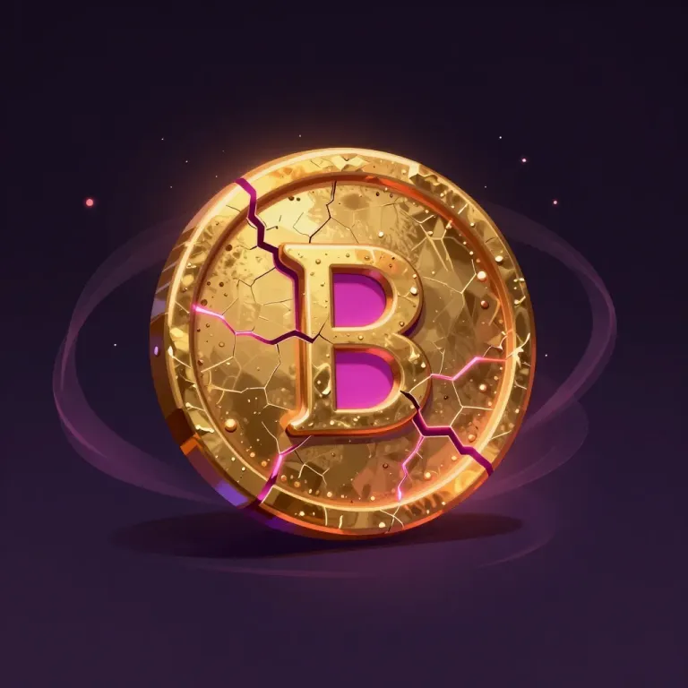 Golden Coin with Cracked Surface and Glowing Effect - Coin - AI generated image