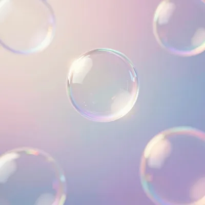 Iridescent Bubbles Floating in Hazy Light - Backgrounds - AI generated image