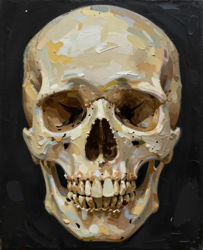 Impasto Skull Study in Earthy Tones - Art - AI generated image