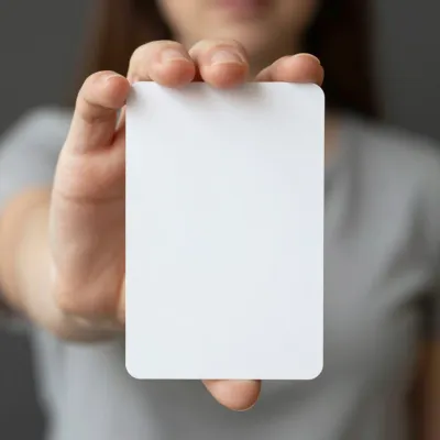 Hand Holding Blank White Card - People - AI generated image