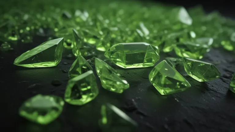 Lime-Green Prisms Clustered on Dark Surface - Jewelry - AI generated image