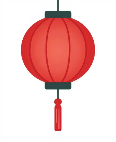 Red Lantern with Tassels Hanging Softly - Festive - AI generated image